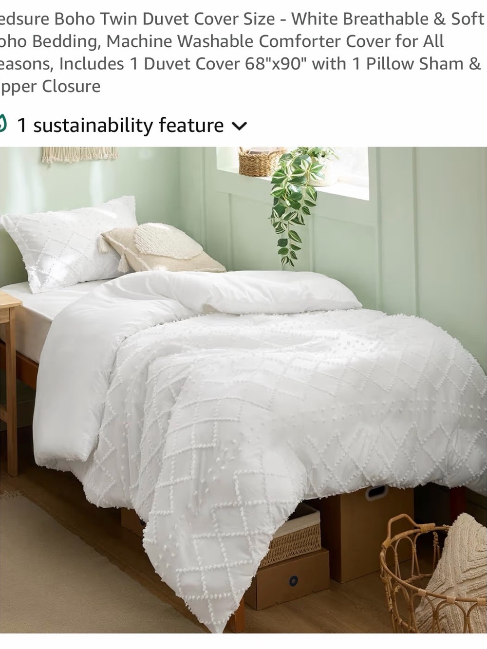 White Textured Twin Duvet Cover Set - Soft Breathable Bedding: